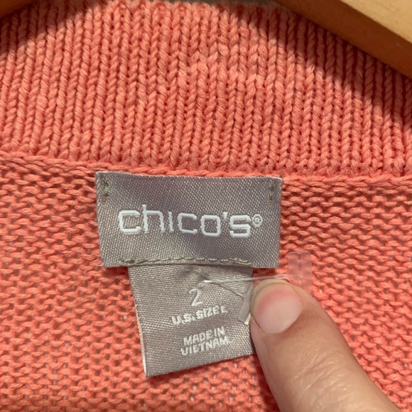 Chicos Linen/Cotton Button-Up Cardigan Sweater size L in Sienna Rose - Picture 4 of 16